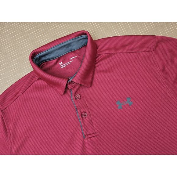 Under Armor Polo Shirt Size Medium Short Sleeve Golf Button Up - Picture 4 of 10